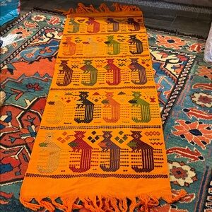 Multicolor Table Runner, Rainbow Guatemalan Textile, El Quetzal Runner